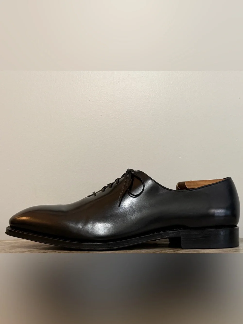 SALVATORE FERRAGAMO TRAMEZZA WHOLE CUT BLACK CALF LEATHER OXFORDS $1800 13 SHOES